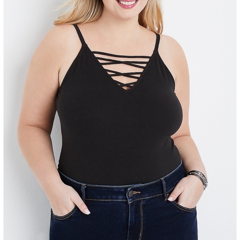 Maurices black criss cross tank top bodysuit
